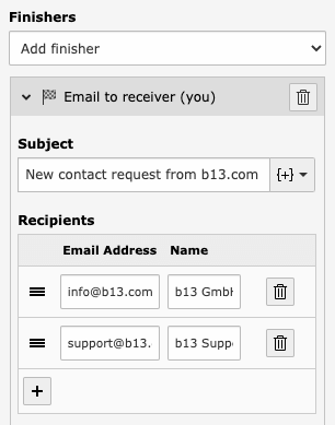 Setting multiple recipients in a contact form