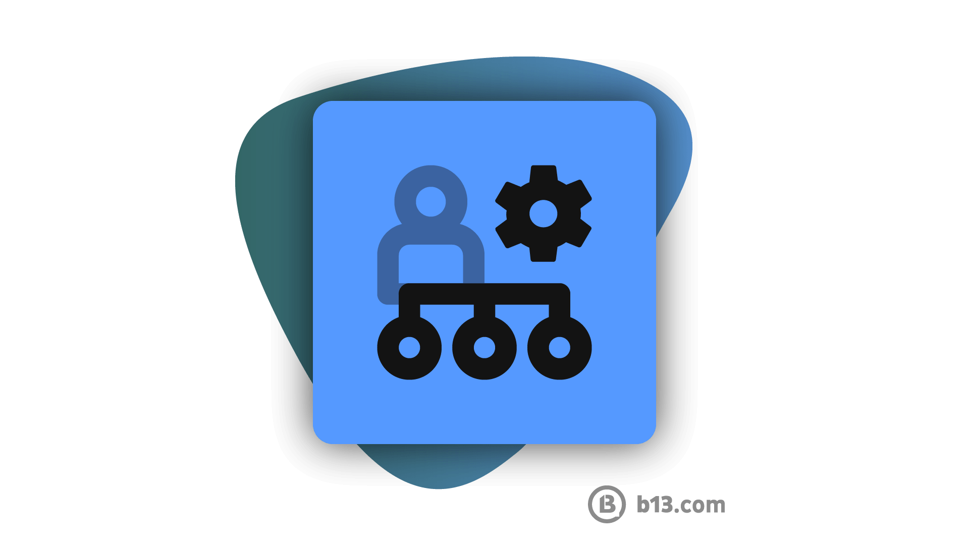 Icon representing a person with a gear and connected nodes, symbolizing management or organizational structure.