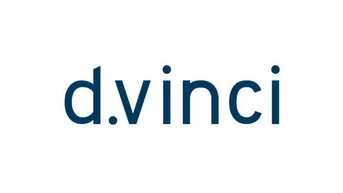 Logo featuring the text "d.vinci" in a modern, sans-serif font, with a lowercase 'd' and 'v' and a period between them. The color is a deep blue against a white background.