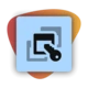 Icon featuring a key and overlapping squares, symbolizing security or access control.