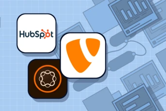 Graphic showing the logos of Hubspot, TYPO3, and Adobe Experience Manager