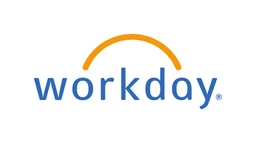 Workday logo featuring the word "workday" in blue with an orange arc above it.