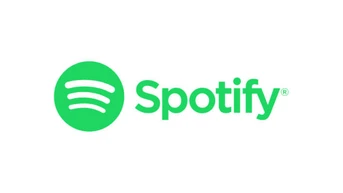 Green circular logo featuring three horizontal lines representing sound waves, accompanied by the word "Spotify" in a bold, modern font.