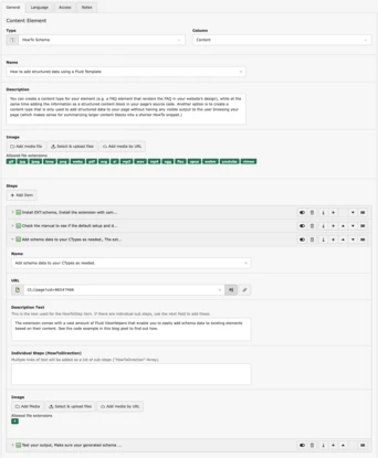Screenshot of a TYPO3 content type