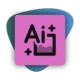 Logo mit den Buchstaben „Ai“ und einem Pluszeichen, innerhalb eines quadratischen Rahmens, der eine Berggrafik enthält, vor einem rosa Hintergrund.