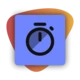 A stylized timer icon with a circular design, featuring a central clock face and two indicator lines, set against a gradient background.