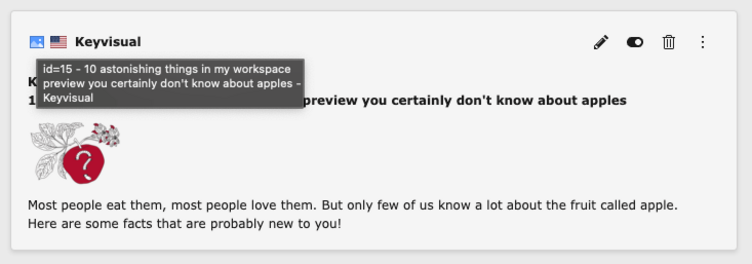 Screenshot des Originalelements im TYPO3-Backend