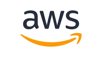 The logo features the letters "aws" in dark gray, accompanied by a curved orange arrow underneath, representing Amazon Web Services.