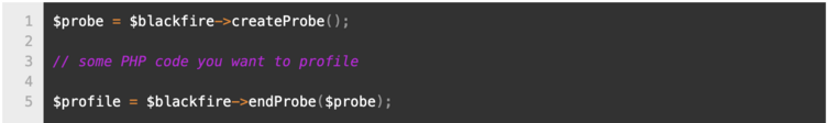 Codeblock demonstrating how to segment off different parts of your codebase for profiling