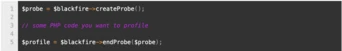Codeblock demonstrating how to segment off different parts of your codebase for profiling