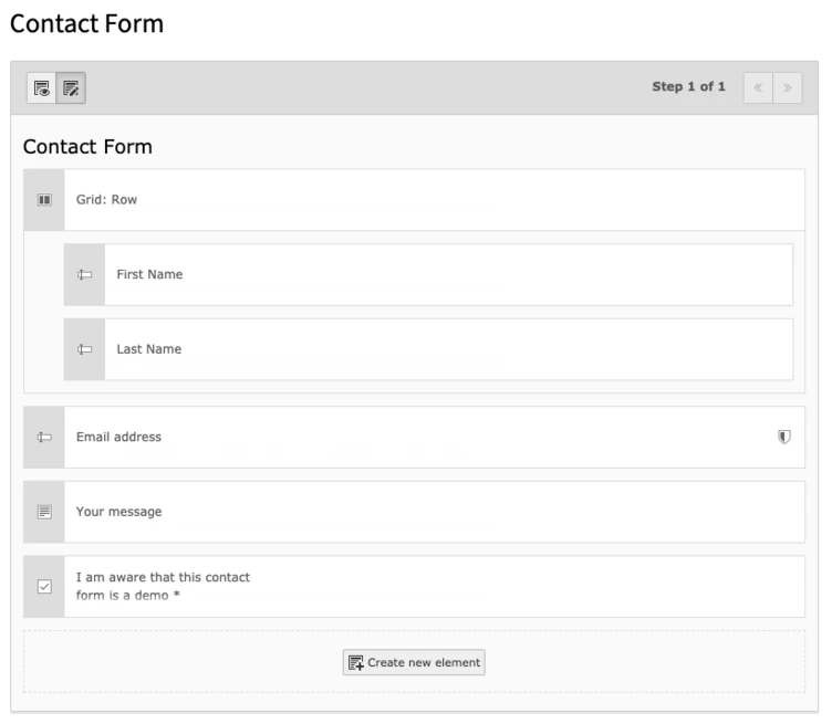 Dies ist die Ansicht des Editors im Backend.