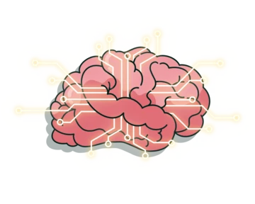 A stylized illustration of a brain with circuit-like lines extending from it, symbolizing the connection between neuroscience and technology.