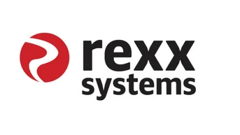 Red circular logo with a white stylized "R" on the left, accompanied by the text "rexx systems" in bold black letters.