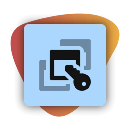 Icon featuring a key and overlapping squares, symbolizing security or access control.