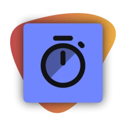 A stylized timer icon with a circular design, featuring a central clock face and two indicator lines, set against a gradient background.