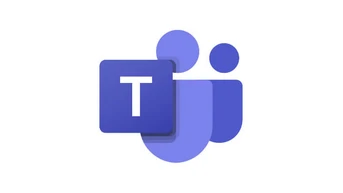 Microsoft Teams logo featuring a stylized letter "T" within a square, accompanied by abstract circular shapes in varying shades of blue.