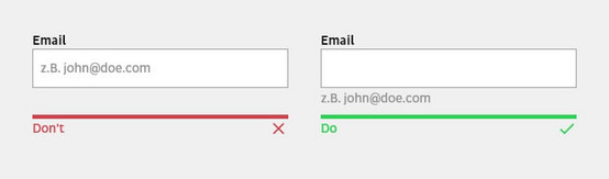 never put placeholders in the input field