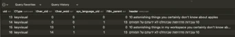 Screenshot of affected rows in our example in the database