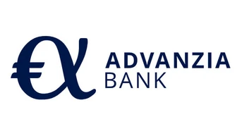 Logo featuring a stylized euro symbol combined with the letter "A" and the text "ADVANZIA BANK" in a modern font.