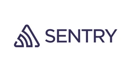Sentry logo featuring a stylized triangular icon with three curved lines and the word "SENTRY" in bold, modern typography.