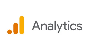Bar chart icon with three vertical bars in varying heights, accompanied by the word "Analytics" in a modern font. The bars are colored in shades of orange and yellow.