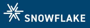 Logo featuring a stylized snowflake design alongside the word "SNOWFLAKE" in bold, white font on a blue background.