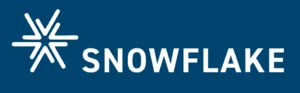 Logo featuring a stylized snowflake design alongside the word "SNOWFLAKE" in bold, white font on a blue background.