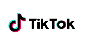TikTok logo featuring a stylized musical note in teal and pink, accompanied by the word "TikTok" in bold black font.