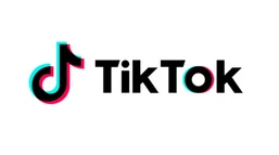 TikTok logo featuring a stylized musical note in teal and pink, accompanied by the word "TikTok" in bold black font.