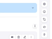 Benutzeroberfläche, die verschiedene Symbole für Einstellungen, Informationen und Bearbeitungswerkzeuge anzeigt, mit einem hervorgehobenen Dropdown-Menü oben.