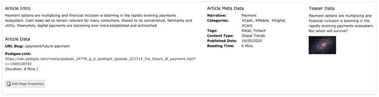 Individuelle erstellte Backend-Preview-Bar für die wichtigsten Inhalte der Seiteneigenschaften auf einen Blick im TYPO3 Page Modul.
