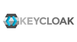 Logo of Keycloak featuring a hexagonal shape with blue and gray elements, displaying the name "KEYCLOAK" in a modern font.