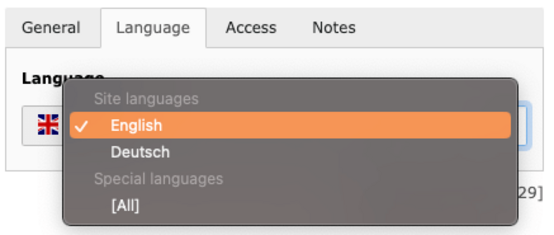 Language selector in the TYPO3 Backend