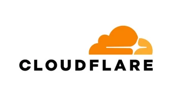 Cloudflare logo featuring a stylized orange cloud above the word "CLOUDFLARE" in bold black letters.