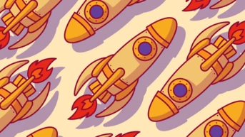 Illustration einer Rakete, die von einem Laptopbildschirm startet – Symbol für schnelle Ladezeiten von Websites.