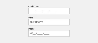 Form fields for entering credit card information, including sections for credit card number, expiration date (DD/MM/YYYY), and phone number in a specified format.