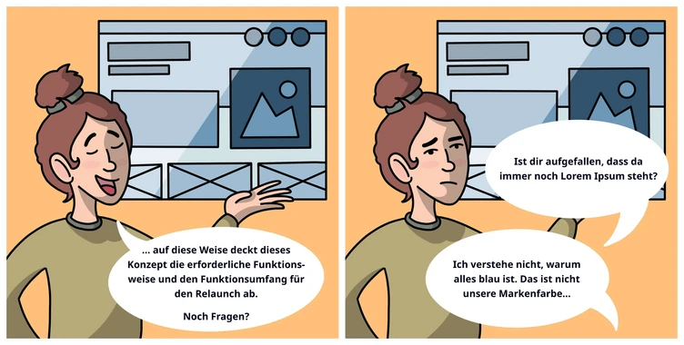 Kunden missverstehen ein Konzept für ein Designentwurf