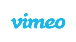 The logo features the word "vimeo" in a stylized, lowercase font, colored in light blue.