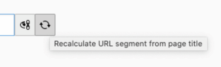 Screenshot der Schaltfläche im TYPO3-Backend zum Neuberechnen eines URL-Segments