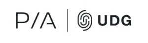Logo featuring the letters "P/A" and "UDG" separated by a vertical line, with a stylized fingerprint design integrated into the "U" of "UDG."