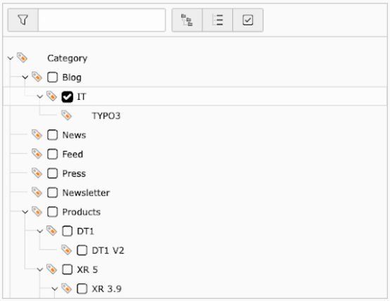 Category tree in the TYPO3 Backend
