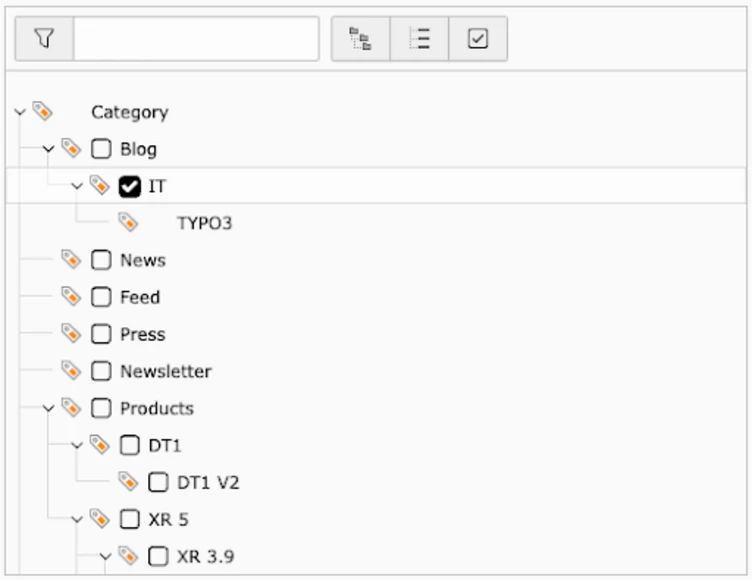 Category tree in the TYPO3 Backend