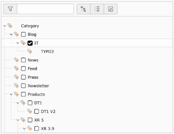 Category tree in the TYPO3 Backend