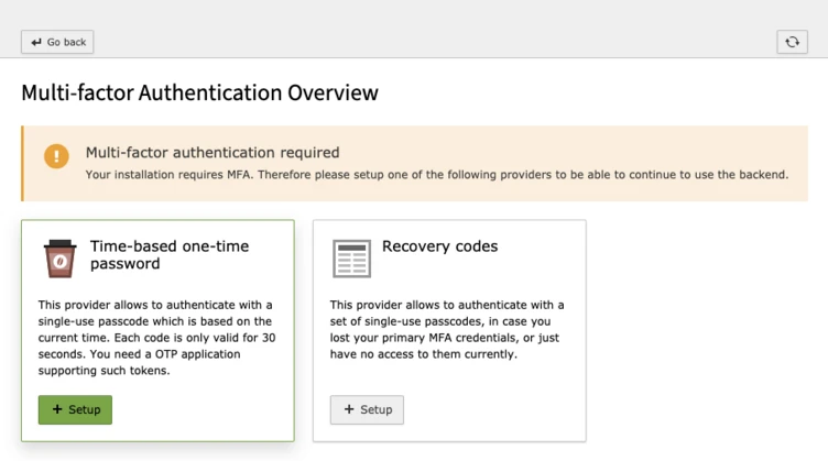 The MFA configuration module