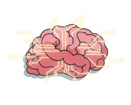 A stylized illustration of a brain with circuit-like lines extending from it, symbolizing the connection between neuroscience and technology.