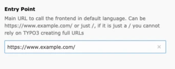 Screenshot of TYPO3 backend field showing "Entry Point" configuration