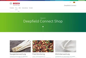Screenshot of start page BOSCH Deepfield Connect website