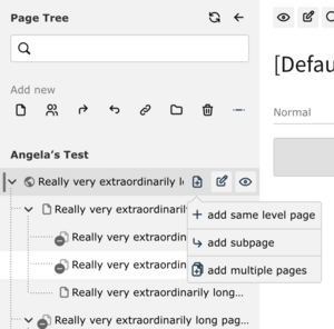 Context Menu for Adding New Page in TYPO3's Page Tree
