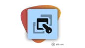 Icon featuring a key and overlapping squares, symbolizing security or access control in a digital context.