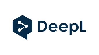 Logo featuring a dark blue hexagon with interconnected dots and the word "DeepL" in a modern font.